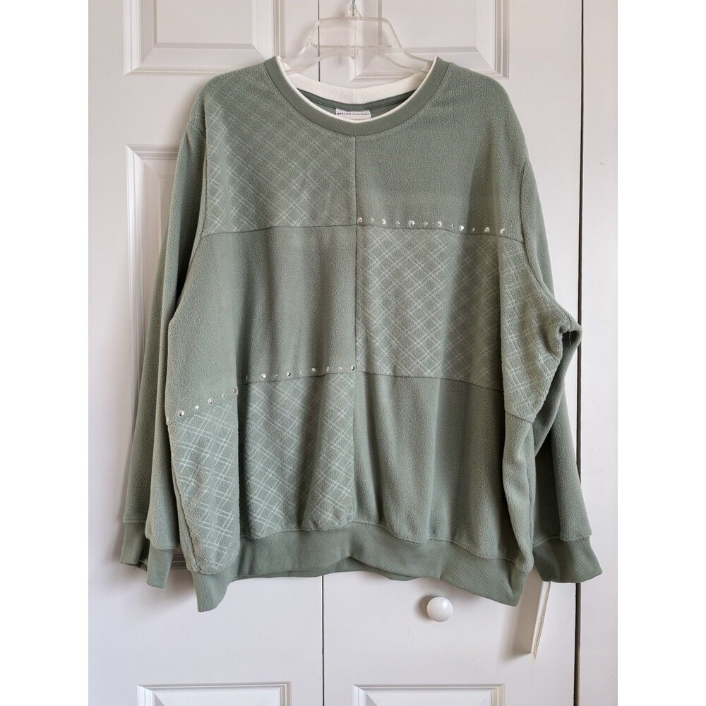 ALFRED DUNNER PLUS SIZE 3X GREEN SWEATER PULLOVER CREW NECK FLEECE LONG SLEEVE - Picture 2 of 7